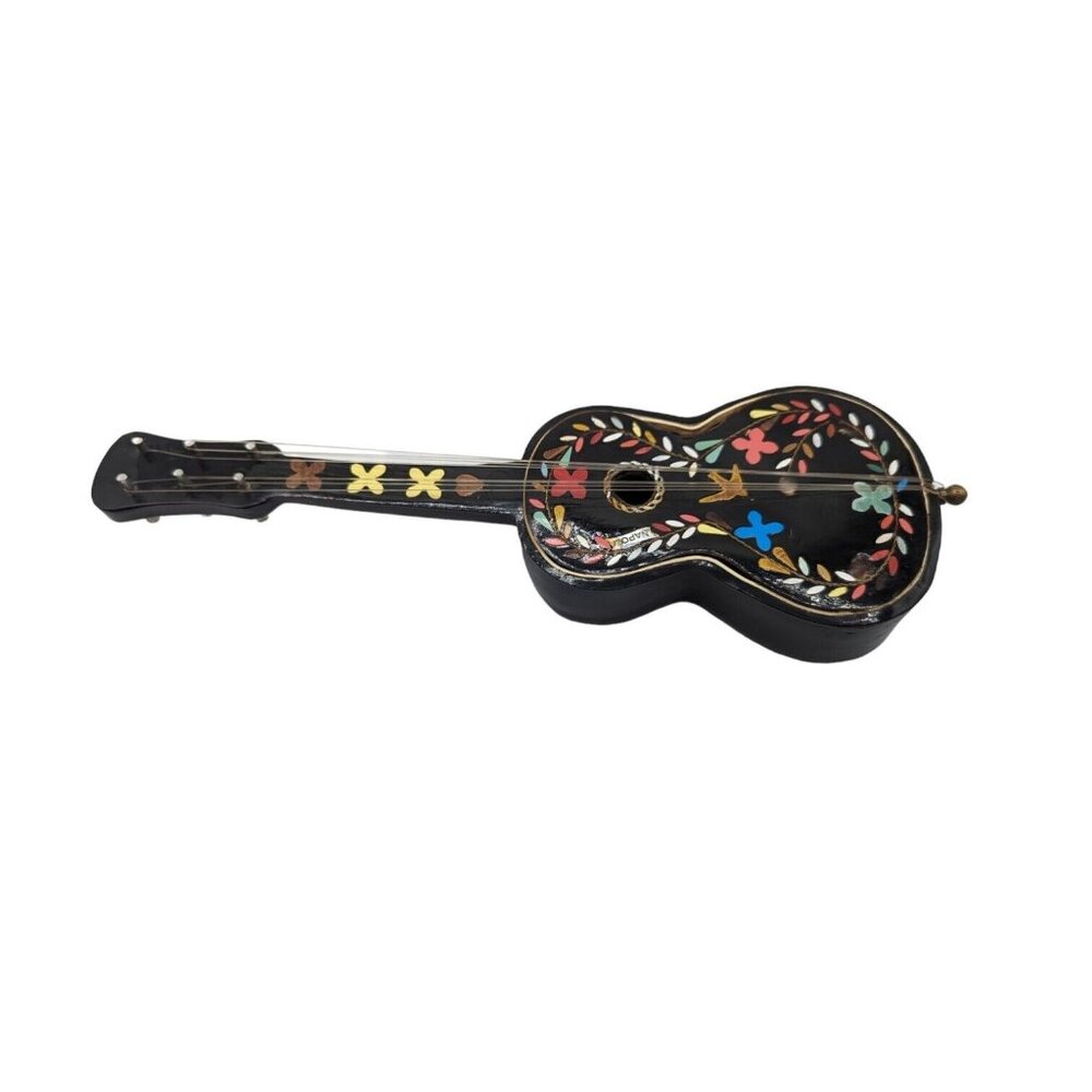 Vintage Miniature Wooden Painted Napoli Guitar Music Box Italy Made Santa Maria - Picture 12 of 14